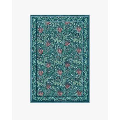 Lent Lily Blue Flatwoven Rug by Morris & Co. - 120 x 185 cm - Rug + Pad System