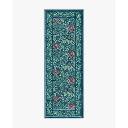 Lent Lily Blue Flatwoven Rug by Morris & Co. - 120 x 185 cm - Rug + Pad System