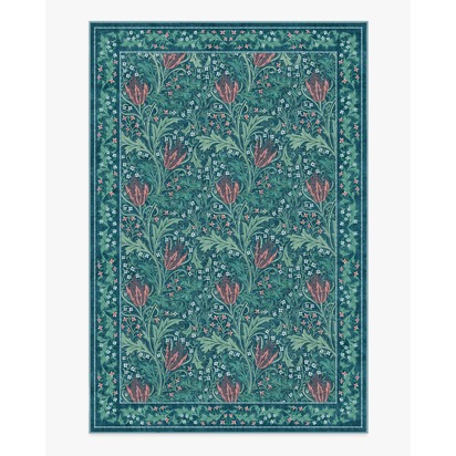Lent Lily Blue Flatwoven Rug by Morris & Co. - 200 x 290 cm - Rug + Pad System