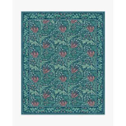 Lent Lily Blue Flatwoven Rug by Morris & Co. - 245 x 305 cm - Rug + Pad System