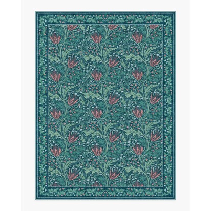 Lent Lily Blue Flatwoven Rug by Morris & Co. - 275 x 365 cm - Rug + Pad System