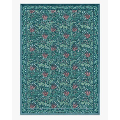 Lent Lily Blue Flatwoven Rug by Morris & Co. - 305 x 425 cm - Rug + Pad System