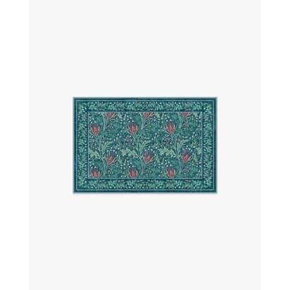 Lent Lily Blue Flatwoven Rug by Morris & Co. - 60 x 90 cm - Rug + Cushioned Pad System