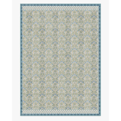 Oak & Blossom Blue Flatwoven Rug by Morris & Co. - 305 x 425 cm - Rug + Pad System