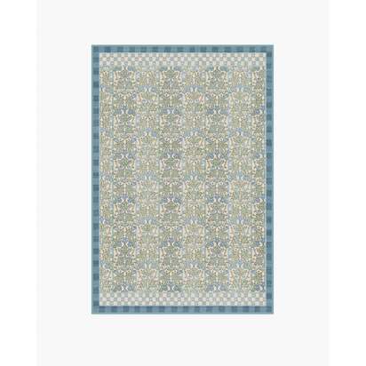 Oak & Blossom Blue Flatwoven Rug by Morris & Co. - 120 x 185 cm - Rug + Cushioned Pad System