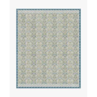 Oak & Blossom Blue Flatwoven Rug by Morris & Co. - 245 x 305 cm - Rug + Cushioned Pad System