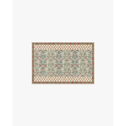 Oak & Blossom Sage & Coral Rug by Morris & Co. - 60 x 90 cm - All-In-One Rug