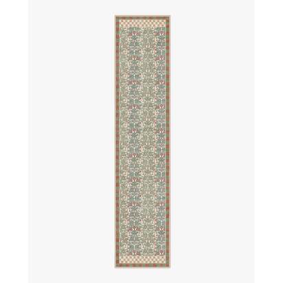 Oak & Blossom Sage & Coral Rug by Morris & Co. - 75 x 365 cm - All-In-One Rug