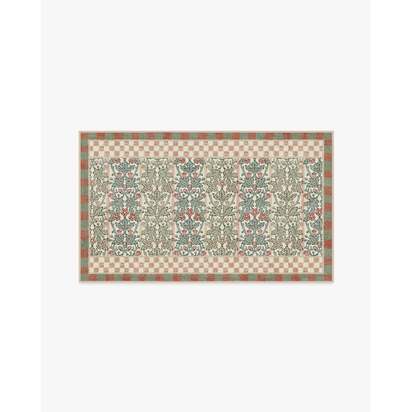 Oak & Blossom Sage & Coral Flatwoven Rug by Morris & Co. - 90 x 150 cm - Rug + Pad System