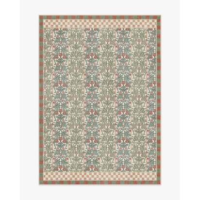 Oak & Blossom Sage & Coral Flatwoven Rug by Morris & Co. - 150 x 215 cm - Rug + Pad System