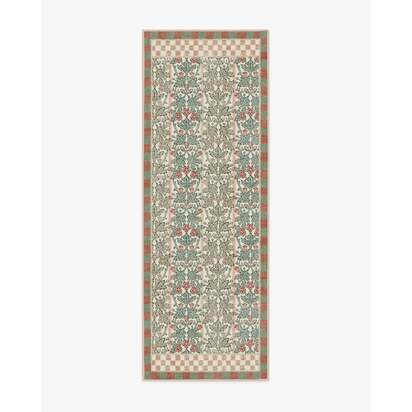 Oak & Blossom Sage & Coral Flatwoven Rug by Morris & Co. - 275 x 365 cm - Rug + Pad System
