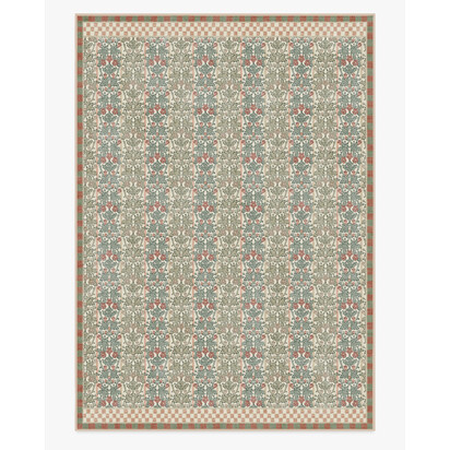 Oak & Blossom Sage & Coral Flatwoven Rug by Morris & Co. - 305 x 425 cm - Rug + Pad System