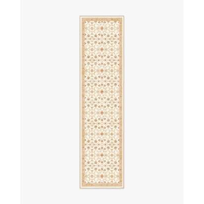 Persian Scroll Cream Flatwoven Rug by Morris & Co. - 75 x 305 cm - Rug + Pad System