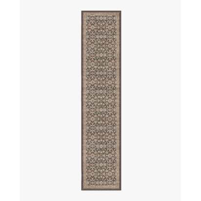 Persian Scroll Dark Wood Flatwoven Rug by Morris & Co. - 75 x 365 cm - Rug + Pad System