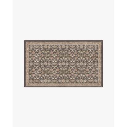 Persian Scroll Dark Wood Flatwoven Rug by Morris & Co. - 90 x 150 cm - Rug + Pad System