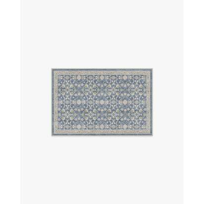 Persian Scroll Slate Blue Flatwoven Rug by Morris & Co. - 60 x 90 cm - Rug + Pad System