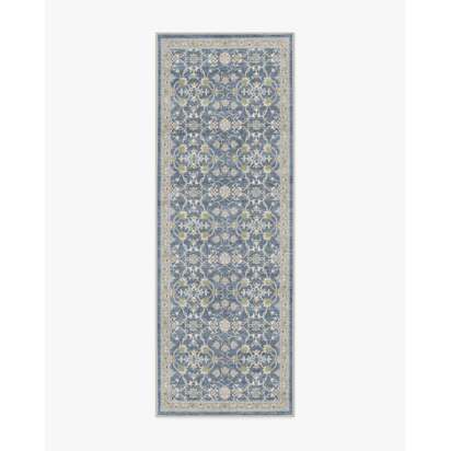Persian Scroll Slate Blue Flatwoven Rug by Morris & Co. - 60 x 90 cm - Rug + Pad System