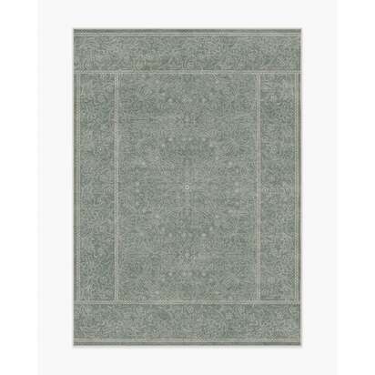 Walthamstow Sage Green Flatwoven Rug by Morris & Co. - 150 x 215 cm - Rug + Pad System