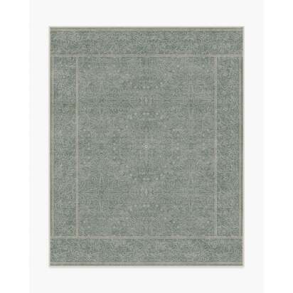 Walthamstow Sage Green Flatwoven Rug by Morris & Co. - 245 x 305 cm - Rug + Cushioned Pad System