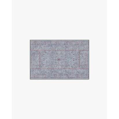 Walthamstow Slate Blue & Burgundy Flatwoven Rug by Morris & Co. - 60 x 90 cm - Rug + Pad System