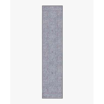 Walthamstow Slate Blue & Burgundy Flatwoven Rug by Morris & Co. - 75 x 365 cm - Rug + Pad System