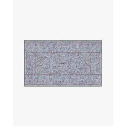 Walthamstow Slate Blue & Burgundy Flatwoven Rug by Morris & Co. - 90 x 150 cm - Rug + Cushioned Pad System