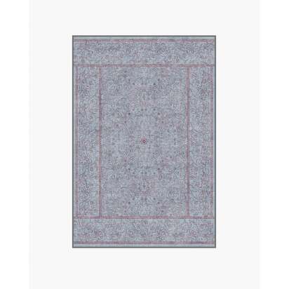 Walthamstow Slate Blue & Burgundy Flatwoven Rug by Morris & Co. - 120 x 185 cm - Rug + Cushioned Pad System