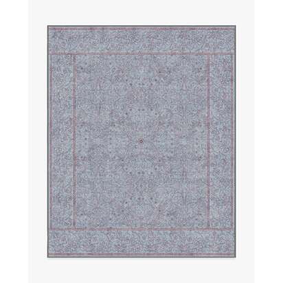 Walthamstow Slate Blue & Burgundy Flatwoven Rug by Morris & Co. - 245 x 305 cm - Rug + Cushioned Pad System