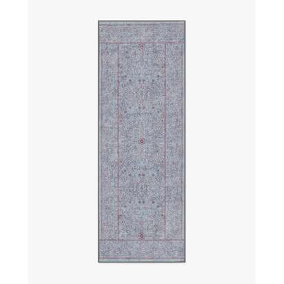 Walthamstow Slate Blue & Burgundy Flatwoven Rug by Morris & Co. - 245 x 305 cm - Rug + Cushioned Pad System