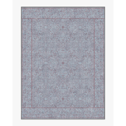 Walthamstow Slate Blue & Burgundy Flatwoven Rug by Morris & Co. - 275 x 365 cm - Rug + Cushioned Pad System