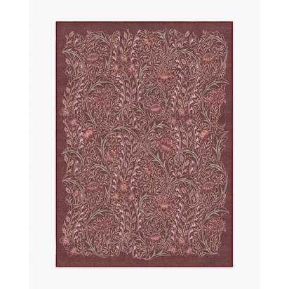Wild Tulip & Vine Burgundy Flatwoven Rug by Morris & Co. - 150 x 215 cm - Rug + Cushioned Pad System