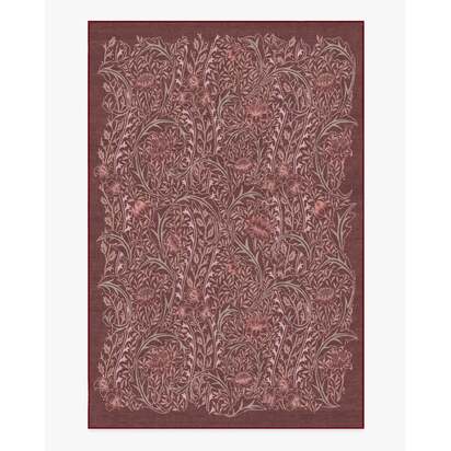 Wild Tulip & Vine Burgundy Flatwoven Rug by Morris & Co. - 185 x 275 cm - Rug + Cushioned Pad System
