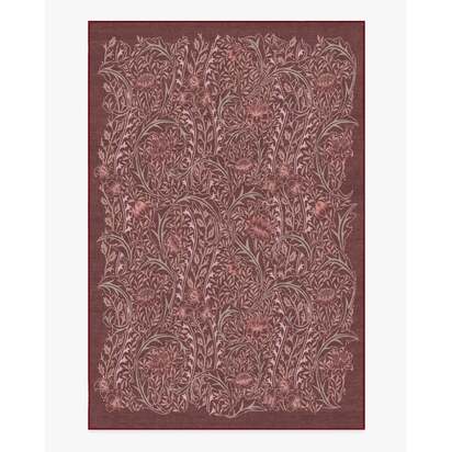 Wild Tulip & Vine Burgundy Flatwoven Rug by Morris & Co. - 200 x 290 cm - Rug + Cushioned Pad System