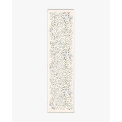 Wild Tulip & Vine Cream Flatwoven Rug by Morris & Co. - 75 x 305 cm - Rug + Cushioned Pad System