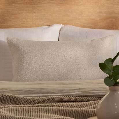 Yelden 35x55cm Scatter Cushion Cover - Light Beige Boucle