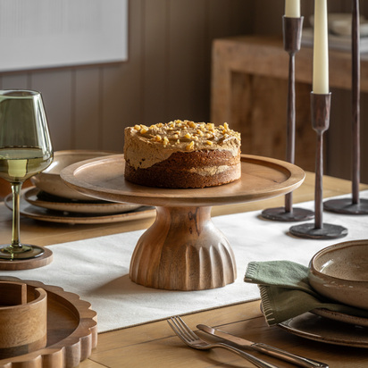 Cotswold Ridged Mango Wood Cake Stand