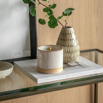 Arezzo Ceramic Glazed 3 Wick Candle Natural