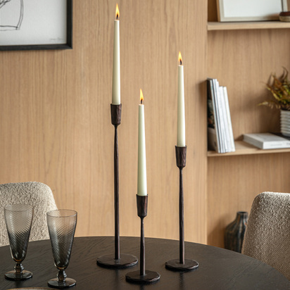 Hartwell Set of 3 Metal Candle Sticks Brown