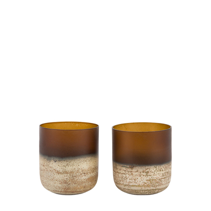 Grasmere Frosted Tealight Holder Brown (2pk)