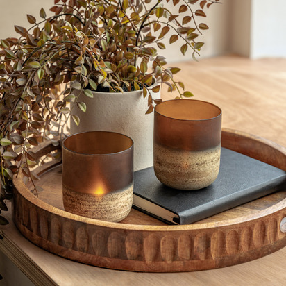 Grasmere Frosted Tealight Holder Brown (2pk)