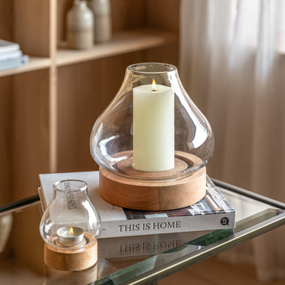 Petworth Mango Wood Hurricane Candle Holder