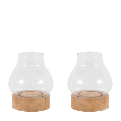 Petworth Mango Wood Tealight Candle Holder S/2