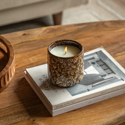 Ravello Ceramic Reactive Glaze Candle Brown