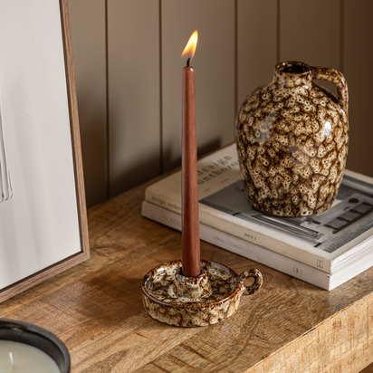 Ravello Ceramic Reactive Glaze Candle Holder Brown