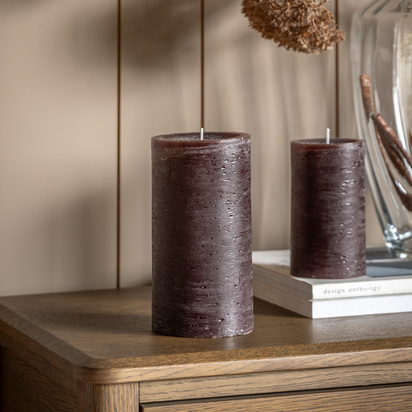 Burford Pillar Candle Rustic Espresso (2pk) LARGE 2PK