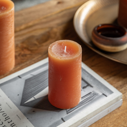 Burford Pillar Candle Rustic Tan (2pk) SMALL 2PK