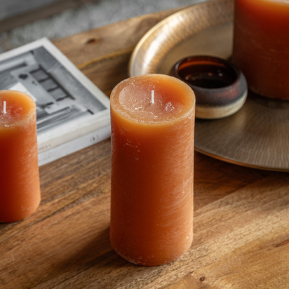 Burford Pillar Candle Rustic Tan (2pk) LARGE 2PK