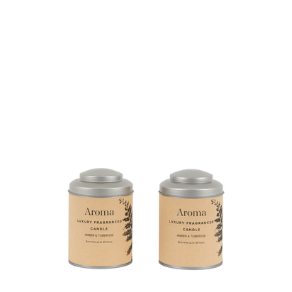 Bath Tin Candles Amber & Tuberose Set of 2