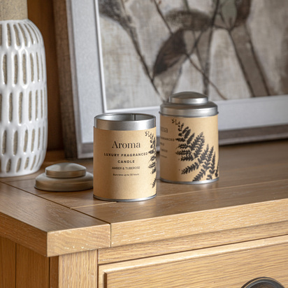 Bath Tin Candles Amber & Tuberose Set of 2