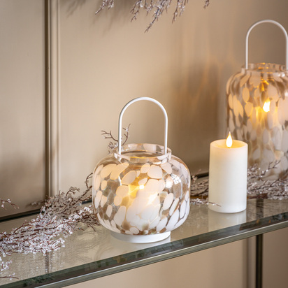 Positano White And Gold Confetti Lantern SMALL